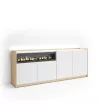 Buffet avec cheminée électrique et lumières LED