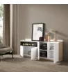 Aparador chimenea eléctrica LED blanco/roble 207x37x80cm