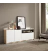 Aparador chimenea eléctrica LED blanco/roble 207x37x80cm